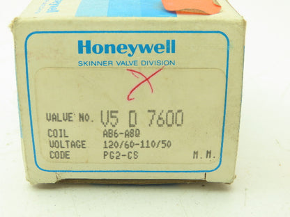 Honeywell Skinner V5D7600 Solenoid Valve 2-Way (NC) 120VAC 150 PSI 1/8" NPT