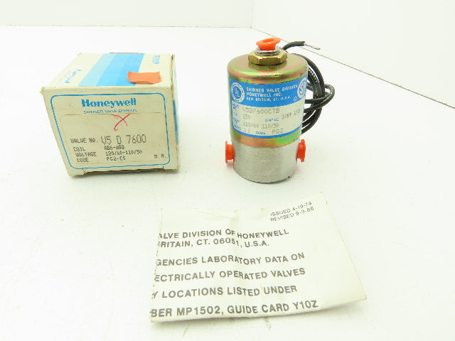 Honeywell Skinner V5D7600 Solenoid Valve 2-Way (NC) 120VAC 150 PSI 1/8" NPT