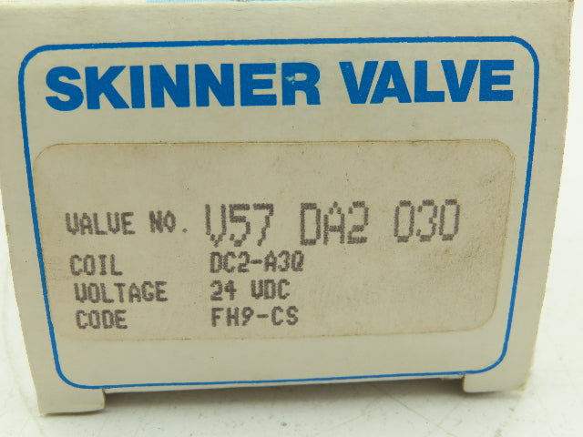 Honeywell Skinner V57DA2030 Solenoid Valve 2-Way (NC) 24VDC 30 PSI 1/4" NPT