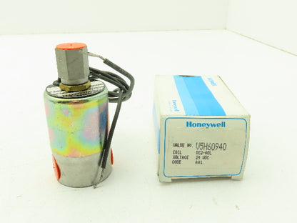 Honeywell Skinner V5H60940 Solenoid Valve 3-Way 24VDC 75 PSI NO 1/4" NPT