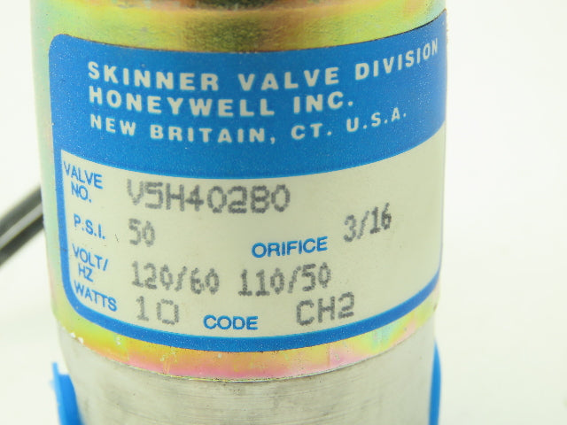 Honeywell Skinner V5H40280 Solenoid Valve 2-Way (NC) 120V 50 PSI 1/4" NPT V5