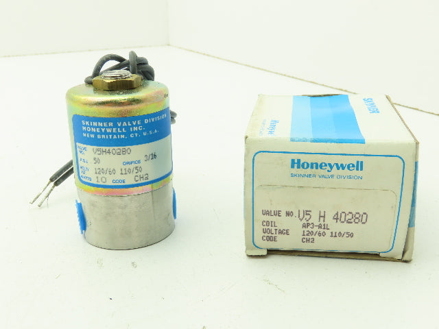 Honeywell Skinner V5H40280 Solenoid Valve 2-Way (NC) 120V 50 PSI 1/4" NPT V5