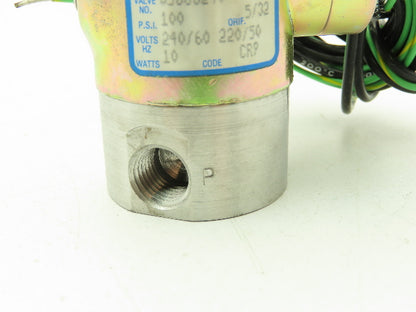 Honeywell Skinner V5J66240 Solenoid Valve 2-Way (NC) 220/240VAC 100 PSI 1/4" NPT