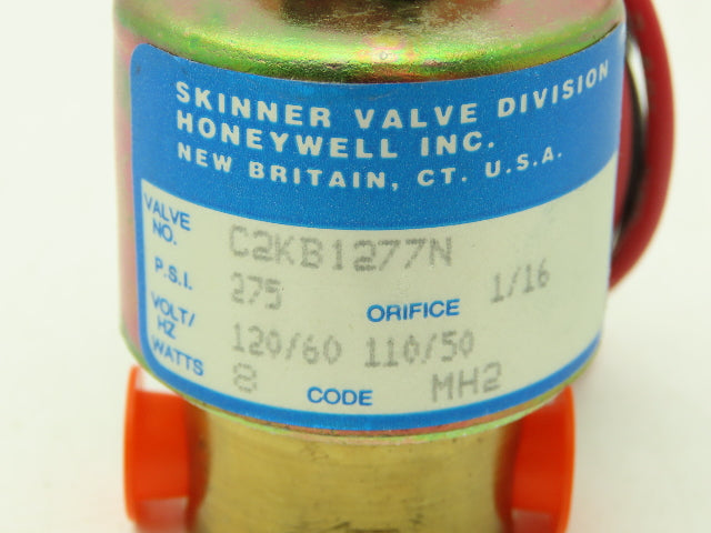 Honeywell Skinner C2KB1277N Solenoid Valve 2-Way (NO) 120V 275 PSI 1/8" NPT