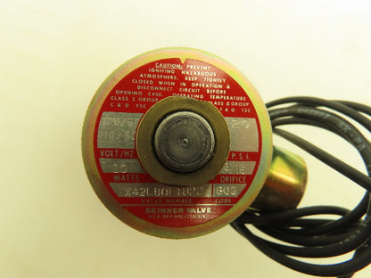 Skinner X42LBOFT022 Dry Operator Teflon Solenoid Valve 2-Way (NC) 120V 20 PSI