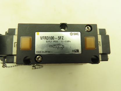 SMC VFS3100-5FZ  24VDC Single Solenoid Valve 5-Port Manifold Base  LOT OF  2