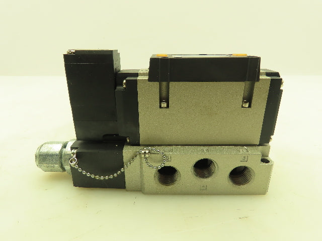 SMC VFS3100-5FZ  24VDC Single Solenoid Valve 5-Port Manifold Base  LOT OF  2