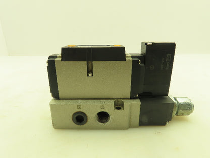 SMC VFS3100-5FZ  24VDC Single Solenoid Valve 5-Port Manifold Base  LOT OF  2
