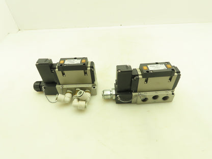 SMC VFS3100-5FZ  24VDC Single Solenoid Valve 5-Port Manifold Base  LOT OF  2