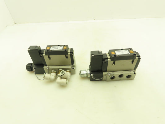 SMC VFS3100-5FZ  24VDC Single Solenoid Valve 5-Port Manifold Base  LOT OF  2