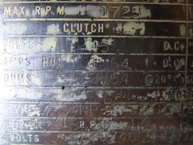 Eaton Dynamatic Ajusto Spede Electric Motor 1Hp 230/460V 1725RPM Brake Clutch