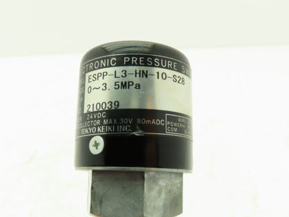 Tokyo Keiki ESPP-L3-HN-10-S28 Electronic Pressure Switch 24VDC 0-500 PSI