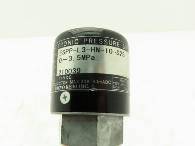 Tokyo Keiki ESPP-L3-HN-10-S28 Electronic Pressure Switch 24VDC 0-500 PSI