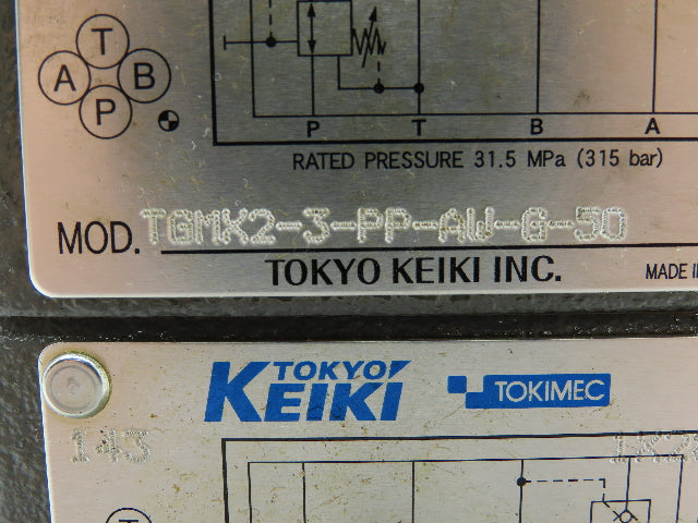 Tokyo Keiki DG4SM / TGMX2 Directional Control Solenoid Relief Valve Stack 24V