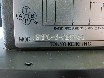 Tokyo Keiki DG4SM / TGMX2 Directional Control Solenoid Relief Valve Stack 24V