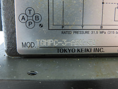 Tokyo Keiki DG4SM / TGMX2 Directional Control Solenoid Relief Valve Stack 24V