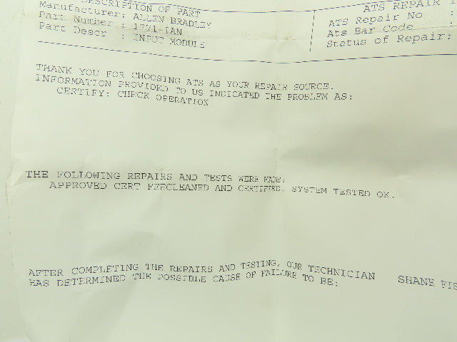 Allen Bradley 1771-IAN AC Input Module 85-138 VAC