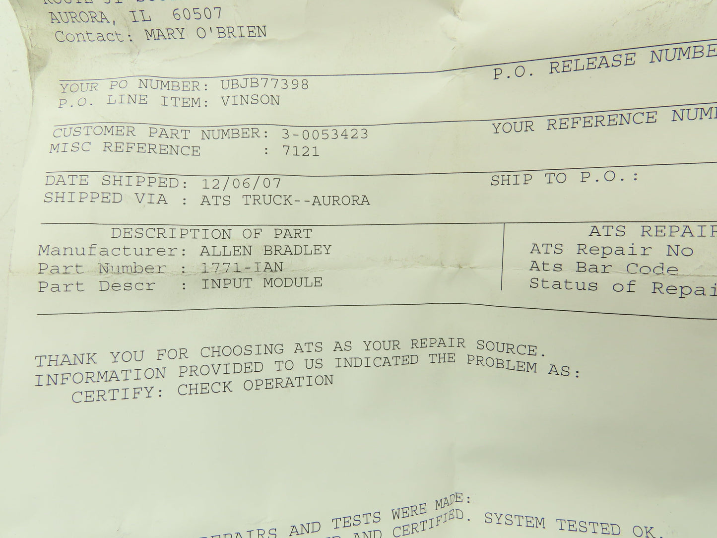 Allen Bradley 1771-IAN AC Input Module 85-138 VAC
