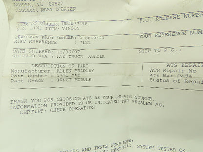 Allen Bradley 1771-IAN AC Input Module 85-138 VAC