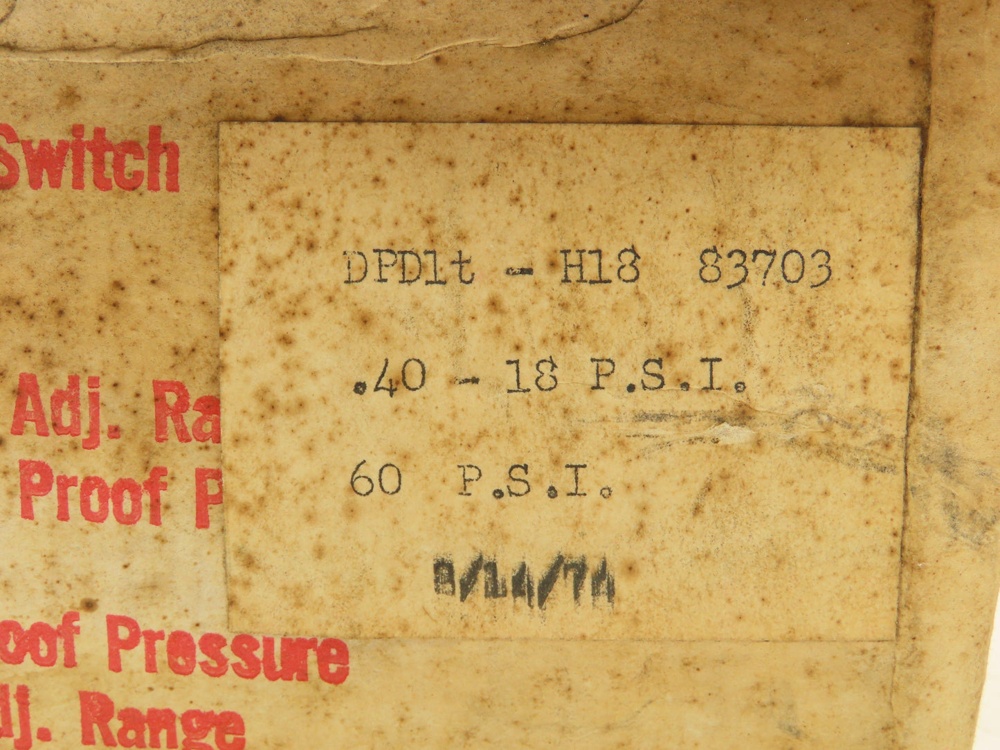 Barksdale DPD1T-H18 Diaphragm Pressure Switch 0.40-18 PSI Range 60PSI Max