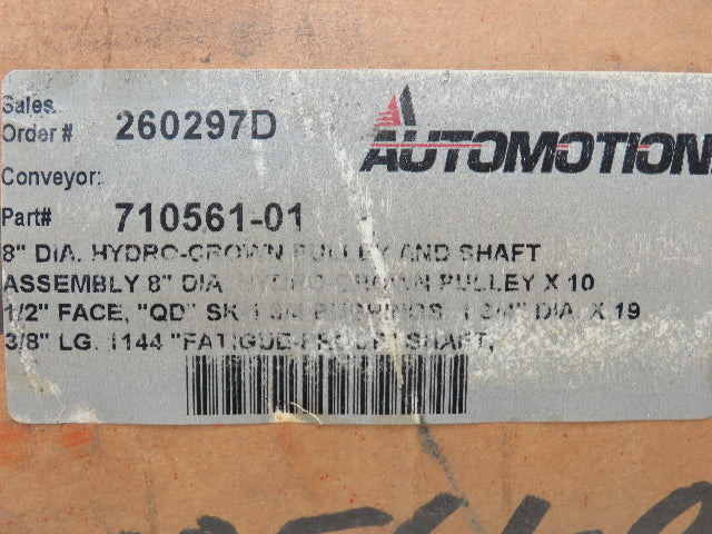Automotion Conveyor 8"x 10.5" Crowned Lagged Drum Roller Drive Pulley QD Hub