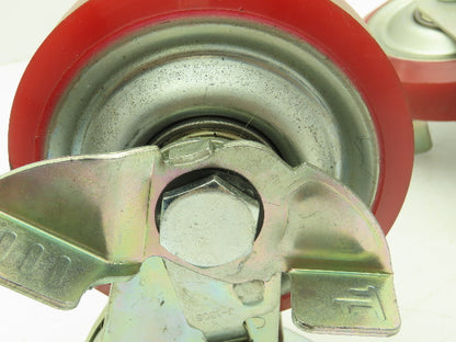 J-130 Caster Wheel 130x36 Polyurethane Locking Swivel Lot of 4