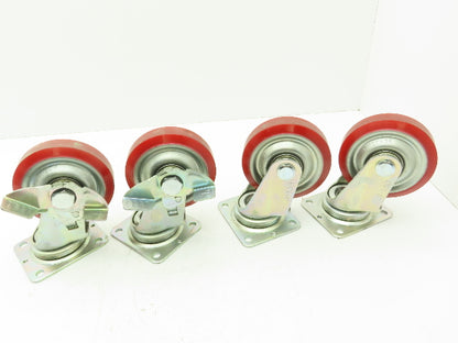 J-130 Caster Wheel 130x36 Polyurethane Locking Swivel Lot of 4
