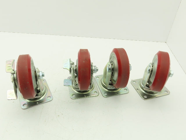 J-130 Caster Wheel 130x36 Polyurethane Locking Swivel Lot of 4