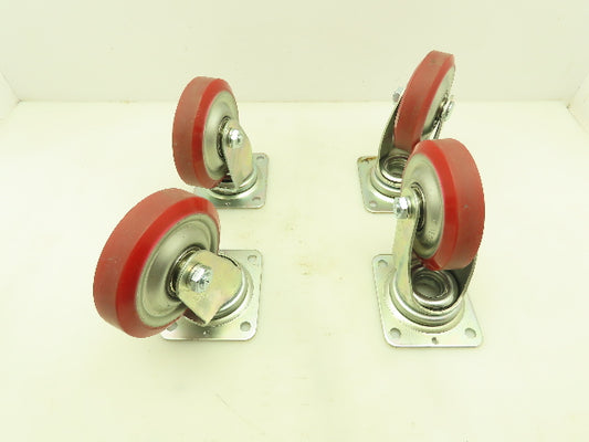 J-130 Caster Wheel 130x36 Polyurethane Non-Locking Swivel Lot of 4