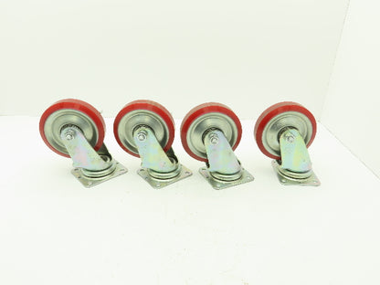 J-150 Caster Wheel 150x38 Polyurethane Swivel Locking Lot of 4