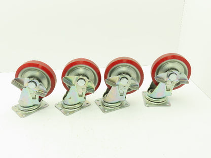 J-150 Caster Wheel 150x38 Polyurethane Swivel Locking Lot of 4