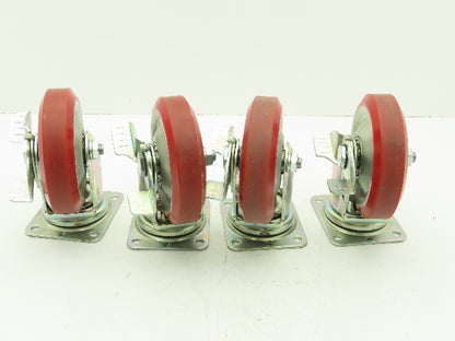 J-150 Caster Wheel 150x38 Polyurethane Swivel Locking Lot of 4