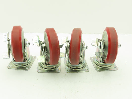 J-150 Caster Wheel 150x38 Polyurethane Swivel Locking Lot of 4