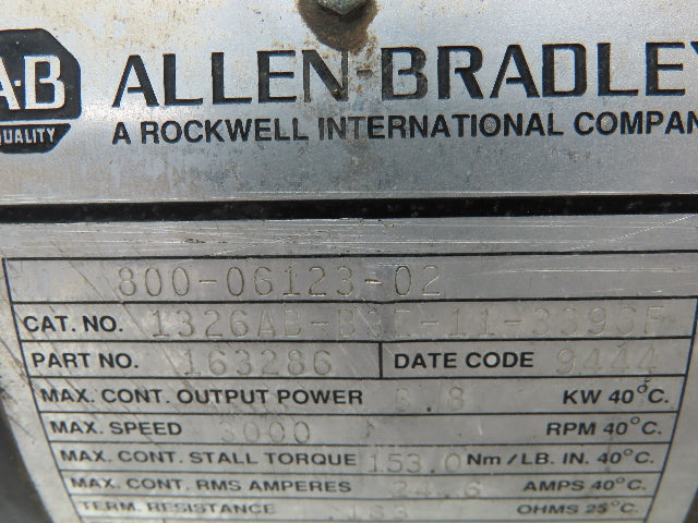 Allen Bradley 1326AB-B3E-11-3396F AC Servo Motor 5Hp 3.8KW 3000 RPM 90VDC Brake