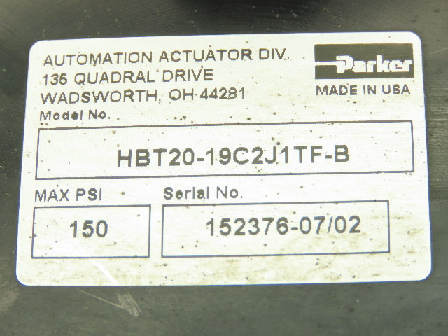 Parker HBT20-19C2J1TF-B Pneumatic Actuator Guided Cylinder Slide 2"x19" Stroke