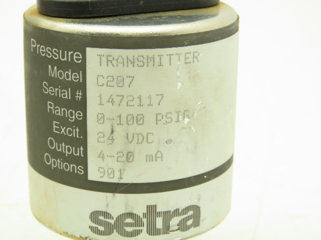 Setra C207 Liquid Pressure Transducer Sensor 0-100 PSI 24 VDC In / 4-20mA Out