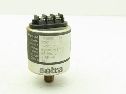 Setra C207 Liquid Pressure Transducer Sensor 0-100 PSI 24 VDC In / 4-20mA Out