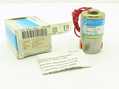 Honeywell V52DE2022 1/4" NPT 2-Way Skinner Solenoid Valve 120 N.C. 20 Psi.