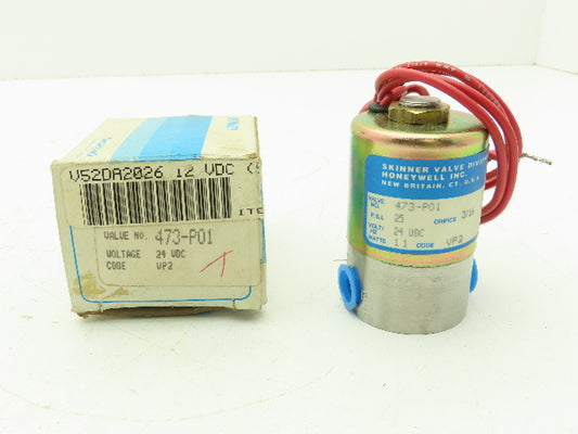 Honeywell 473-P01 1/4" NPT 2-Way Skinner Solenoid Valve 24VDC N.C. 25 Psi.