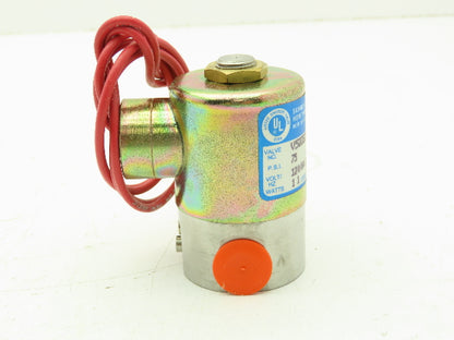 Honeywell V52DE2077 1/4" 2-Way Skinner Solenoid Valve 120V N.C. 75 Psi.