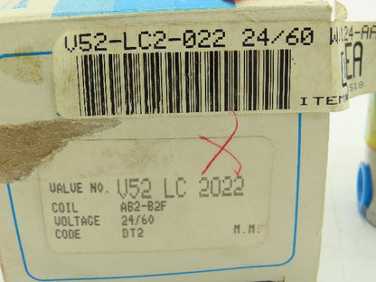 Honeywell V52LC2022 1/4" NPT 2-Way Skinner Solenoid Valve 24VAC N.C. 20 Psi.