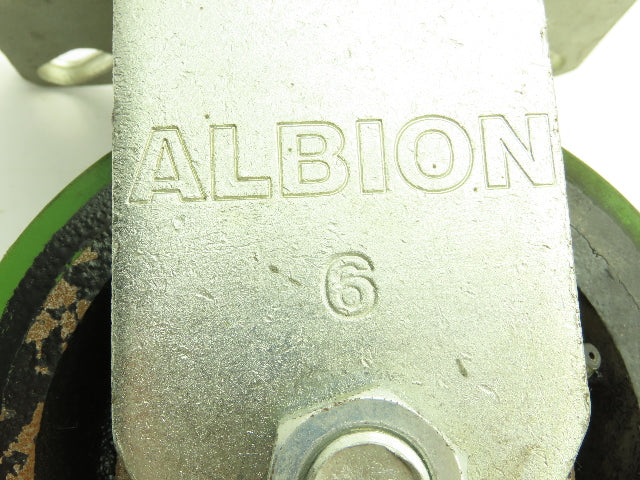 Albion 90PY06501R 90 Series 6"x3"Caster Wheel GREEN Poly Ridgid Plate 2000 Lb