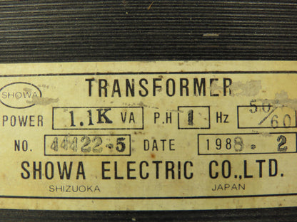 Showa Electric 44422-5 Control Transformer 1.1KVA 1Ph 240/480V Stepdown