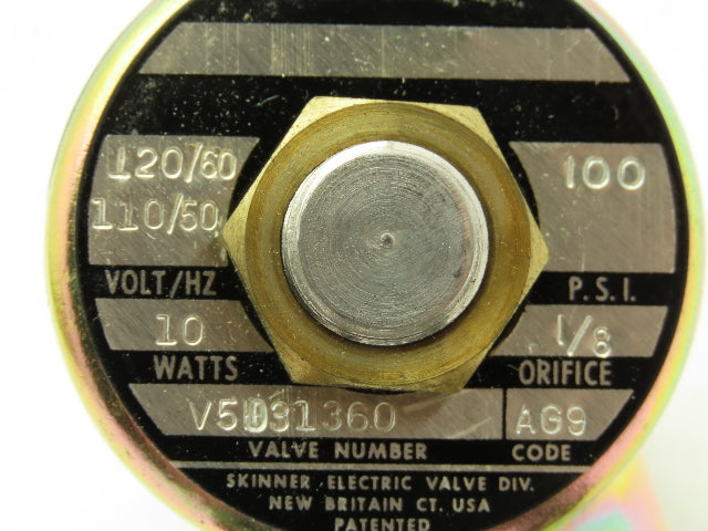 Honeywell Skinner V5D31360 Solenoid Valve 2-Way NC 120V 100 PSI 1/8" NPT