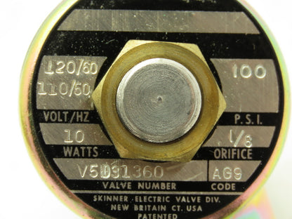 Honeywell Skinner V5D31360 Solenoid Valve 2-Way NC 120V 100 PSI 1/8" NPT