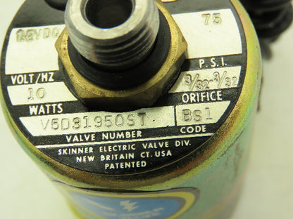 Honeywell Skinner V5D31950ST Solenoid Valve 3-Way 12VDC 75 PSI 1/8" NPT BS1