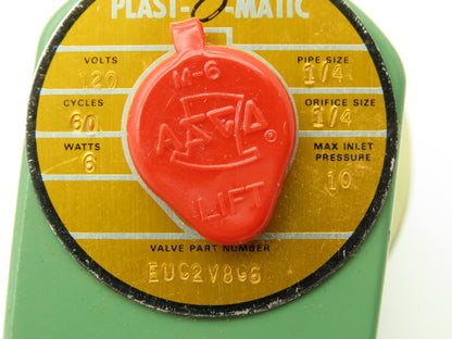 Plast-o-matic EUC2V8G6 Solenoid Valve PVC 1/4" NPT 120V Coil