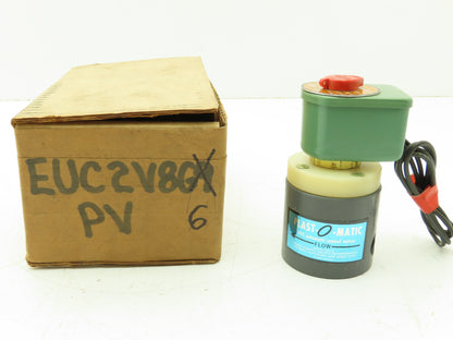 Plast-o-matic EUC2V8G6 Solenoid Valve PVC 1/4" NPT 120V Coil