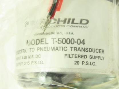 Fairchild T-5000-4 Electric To Pneumatic Air Transducer 4-20 MA DC 3-15 PSIG