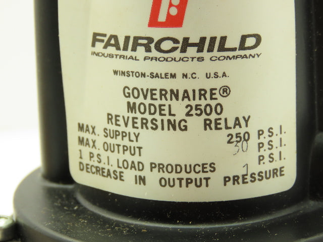 Fairchild 2533 Governaire Reversing Relay 30 PSI Output 1/1 Ratio Model 2500